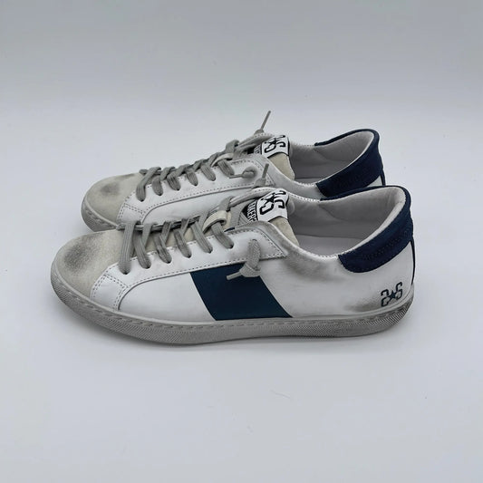 Sneakers in pelle - bianco blu