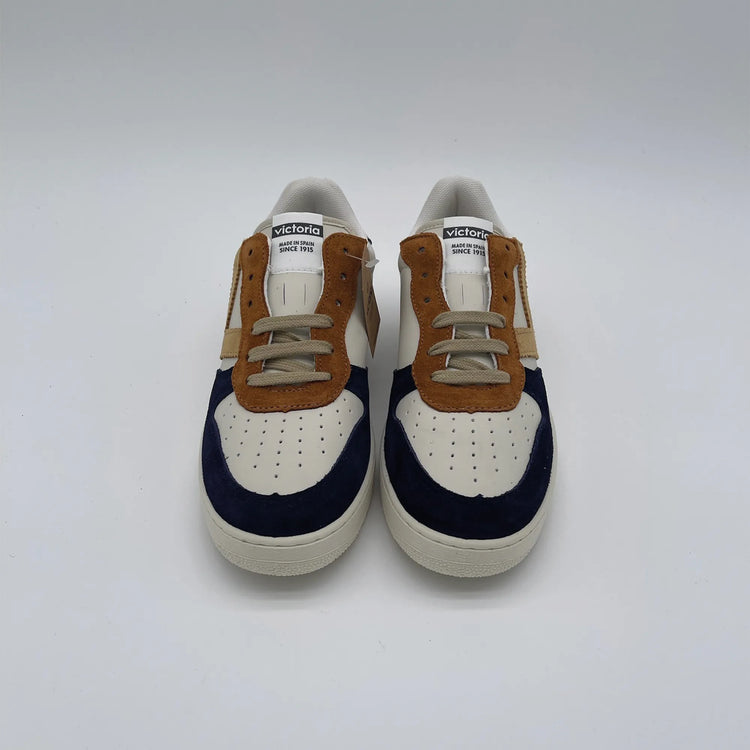 Sneakers basket low color - marino bianco ocra