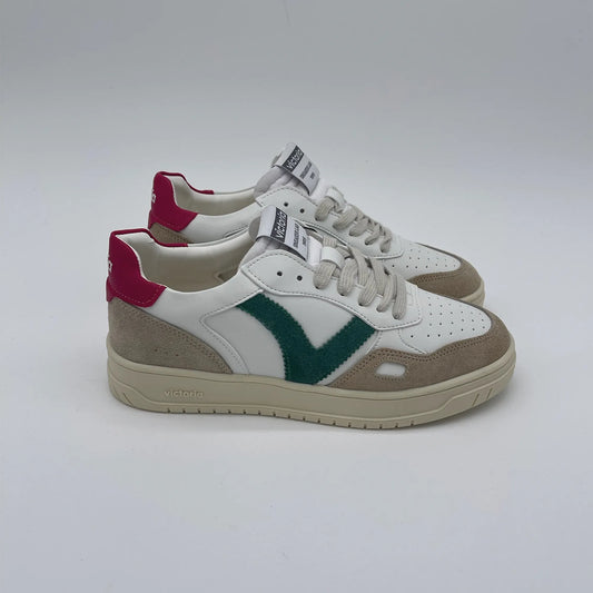 Sneakers basket low - bianco beige fuxia