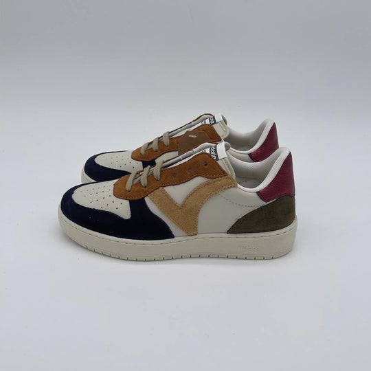 Sneakers basket low color - marino bianco ocra