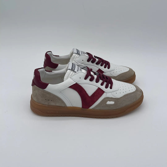 Sneakers con suola miele - bianco bordeaux