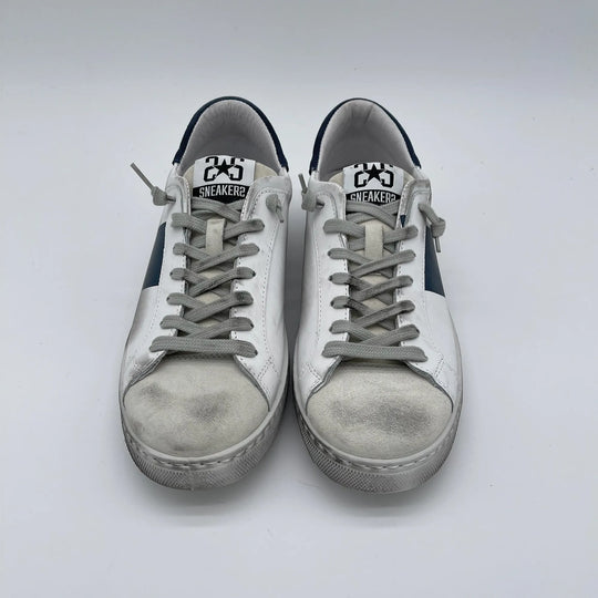 Sneakers in pelle - bianco blu