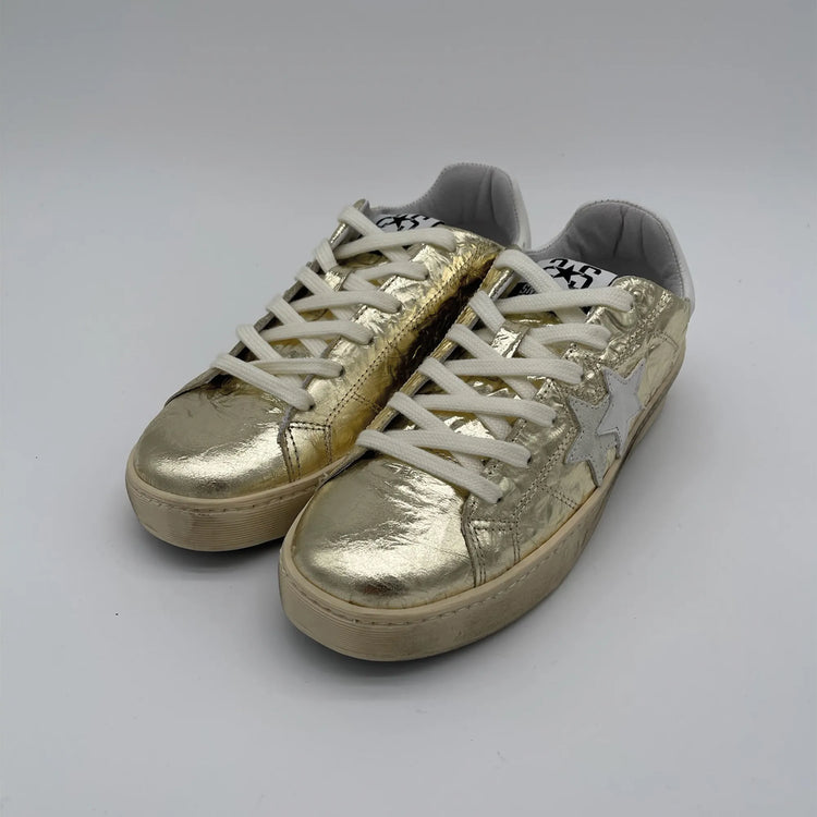 Sneakers in pelle crack - oro bianco