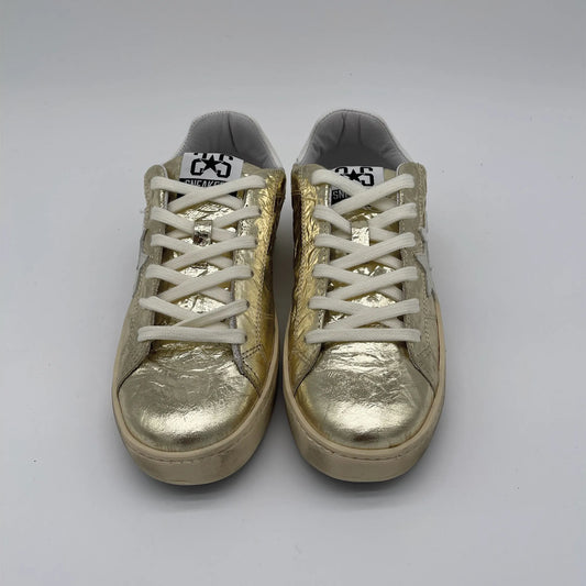 Sneakers in pelle crack - oro bianco