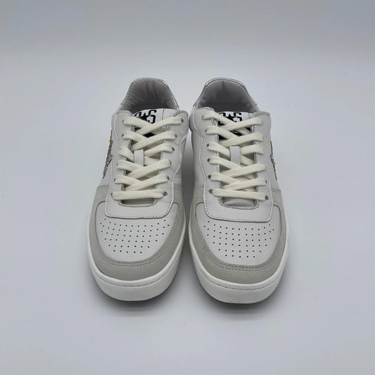 Sneakers in pelle - bianco oro argento