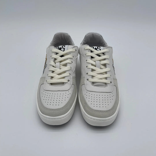 Sneakers in pelle - bianco oro argento