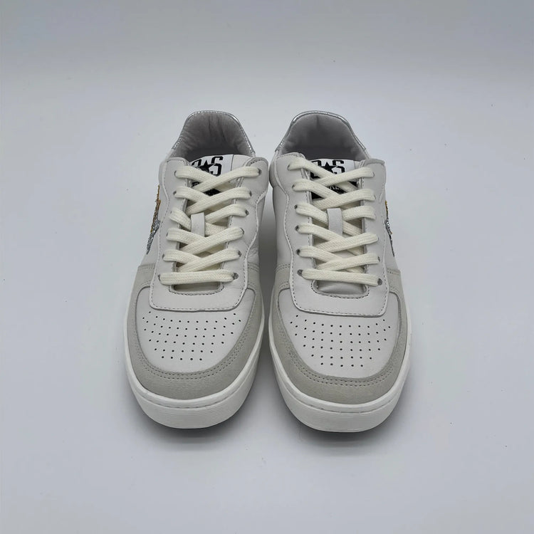 Sneakers in pelle - bianco oro argento