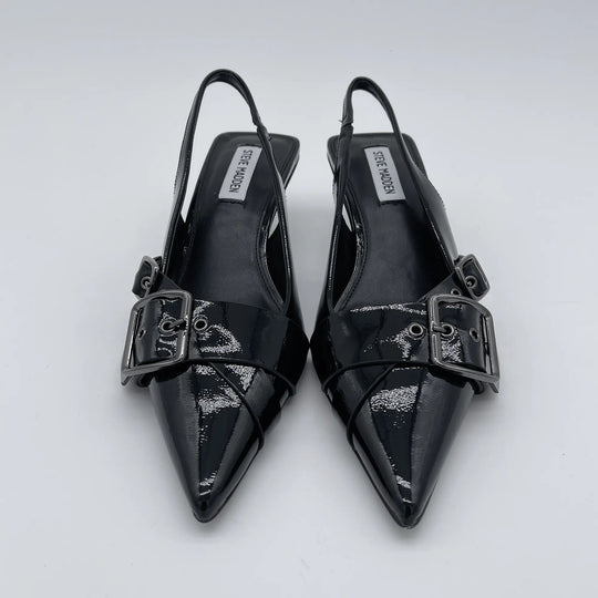 Slingback tacco 35 con fibbie - nero