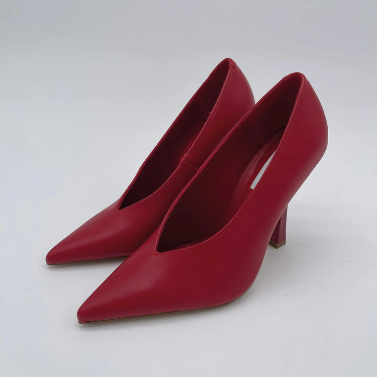 Pump tacco 100 scollo a goccia - rosso