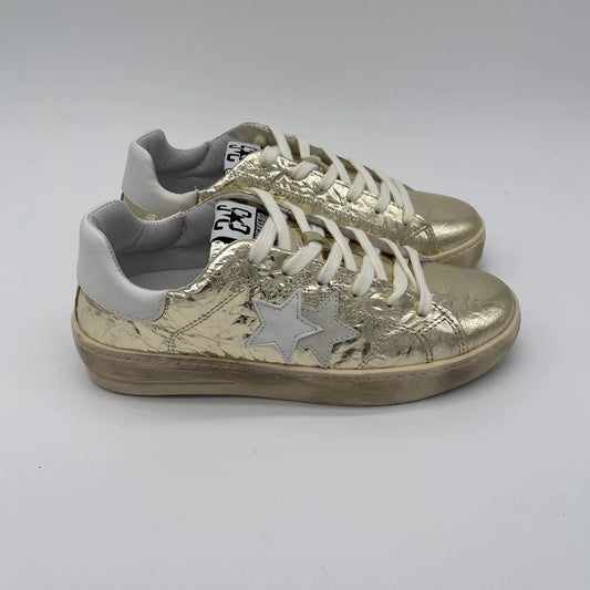 Sneakers in pelle crack - oro bianco