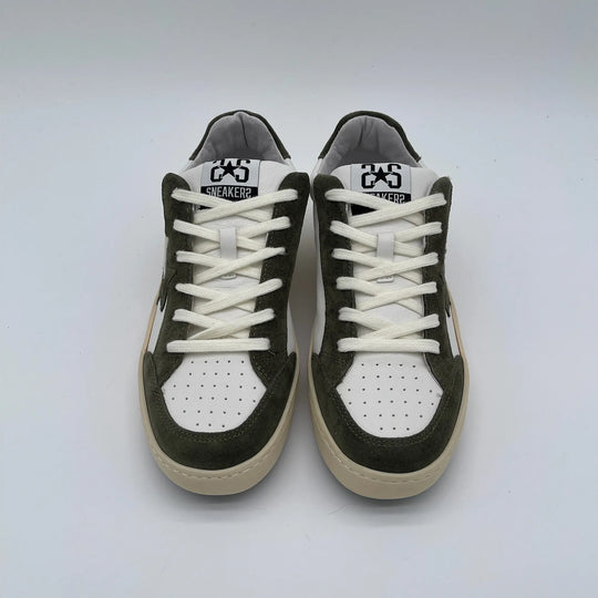 Sneakers in pelle e camoscio - bianco verde