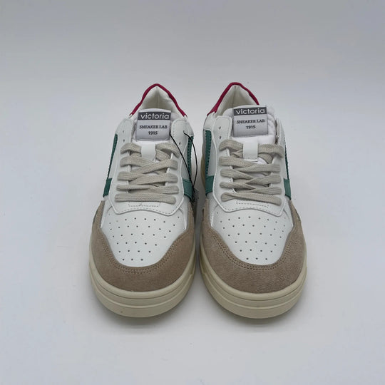 Sneakers basket low - bianco beige fuxia