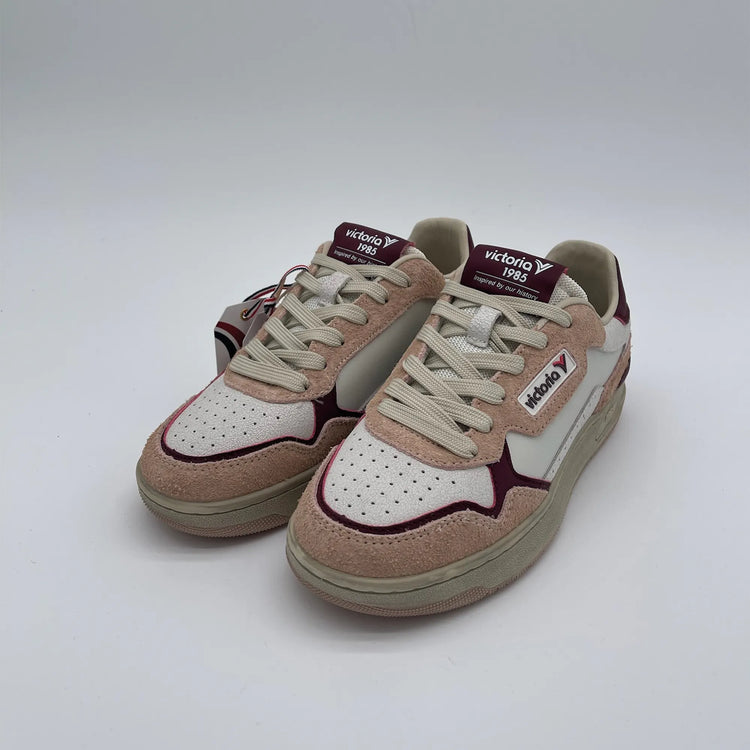 Sneakers basket low best - bianco rosa bordeaux