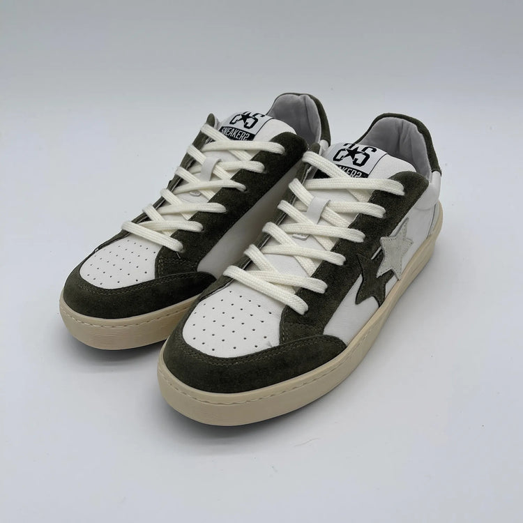 Sneakers in pelle e camoscio - bianco verde