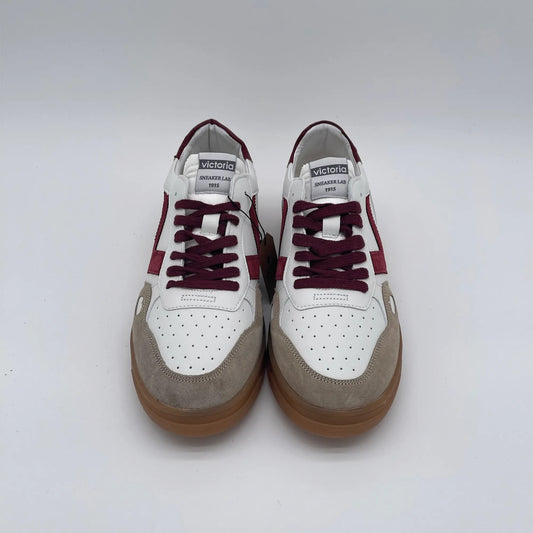 Sneakers con suola miele - bianco bordeaux