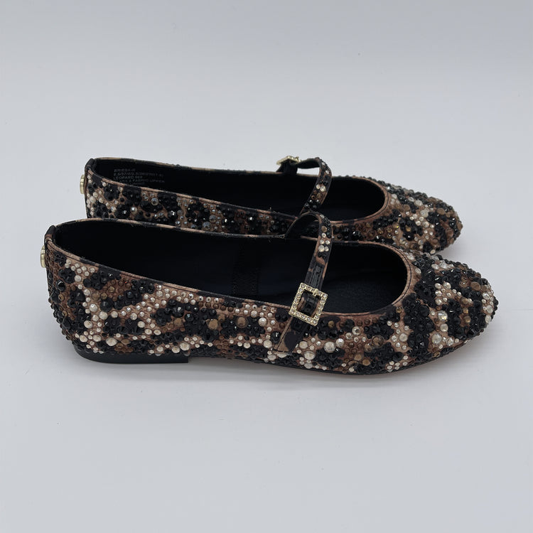 Ballerina in strass leopard con cinturino - leopardo