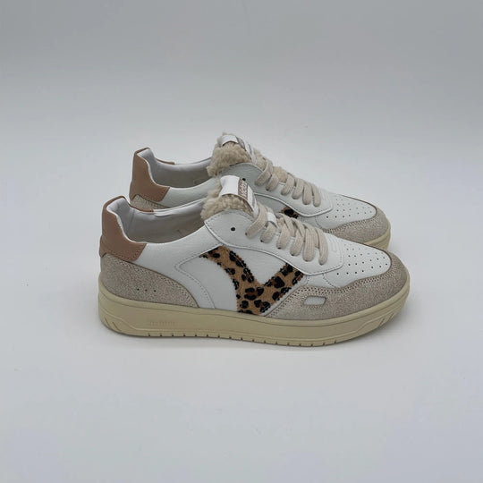 Sneakers basket low con teddy - bianco leopardo