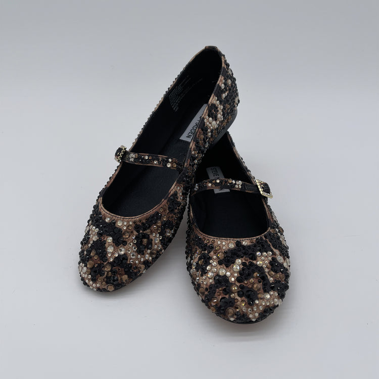 Ballerina in strass leopard con cinturino - leopardo