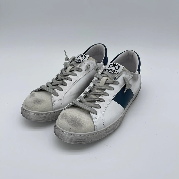 Sneakers in pelle - bianco blu