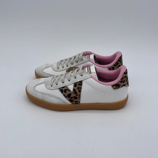 Sneakers Victoria dettagli - bianco rosa leopard