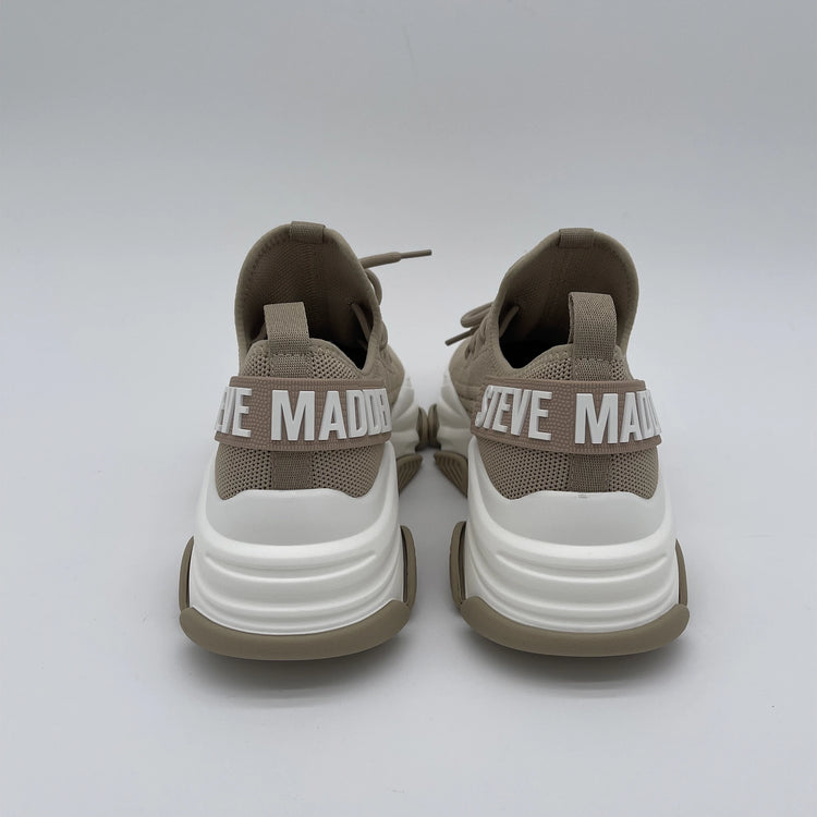 Sneakers platform con tallone logato - beige